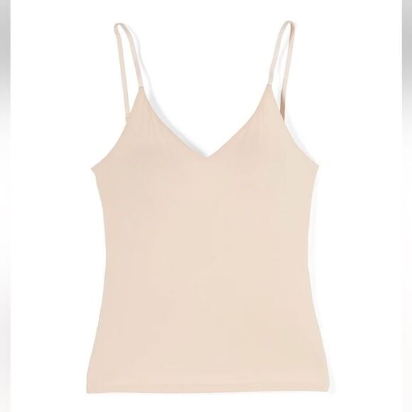 WHBM L FORME All Way Stretch Pale Sand Cream V-Neck Cami - Picture 6 of 11